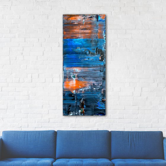 "Tower Of Ghosts" - FREE USA SHIPPING - Original PMS Abstract Acrylic Painting On Reclaimed, Upcycled Wood - 20" x 48"