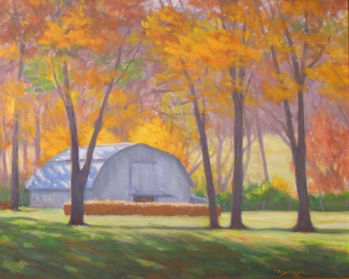 Impressionistic Landscape Oil Painting By Michael Gillespie, 20 X 16", Beautiful Barn, Original Artwork