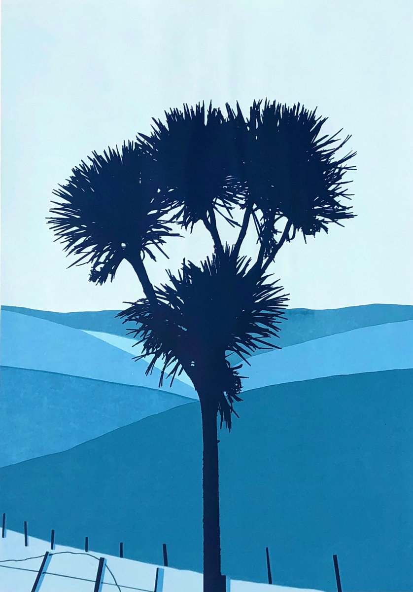 Landscape Screenprint By Talia Russell, 39 X 28", From Bullock Track To Hungry., Original Artwork