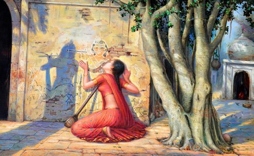 Meera’s Mohan | Oil Painting By Hari Om Singh by Hariom Hitesh Singh