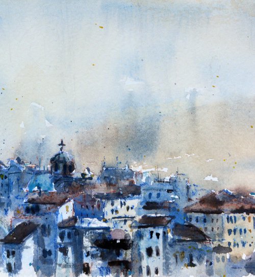 Belgrade old town vista 17x36 cm 2021 by Nenad Kojić watercolorist