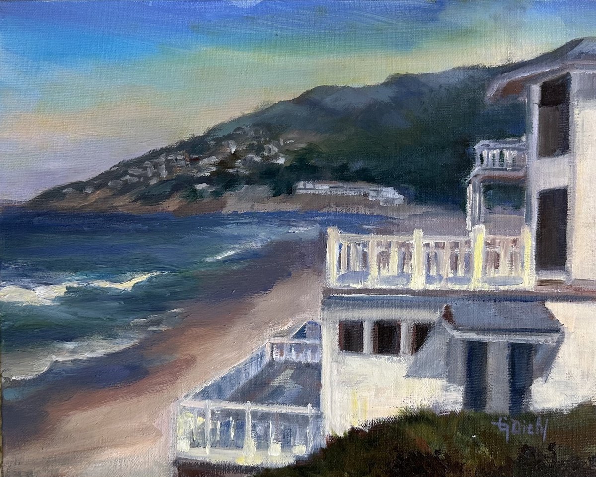 Impressionistic Landscape Oil Painting By Grace Diehl, 10 X 8, Beach Front, Original Artwork