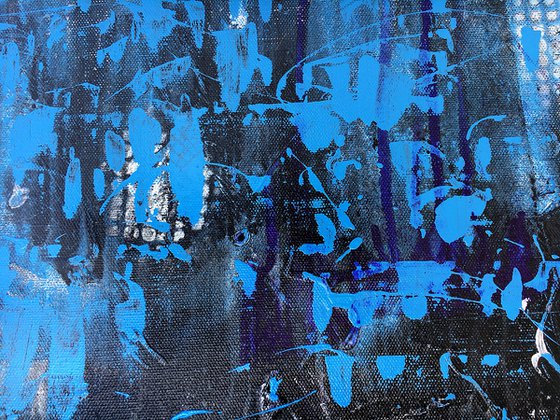 Abstract Blue Landscape 30x40" Contemporary Art by Bo Kravchenko