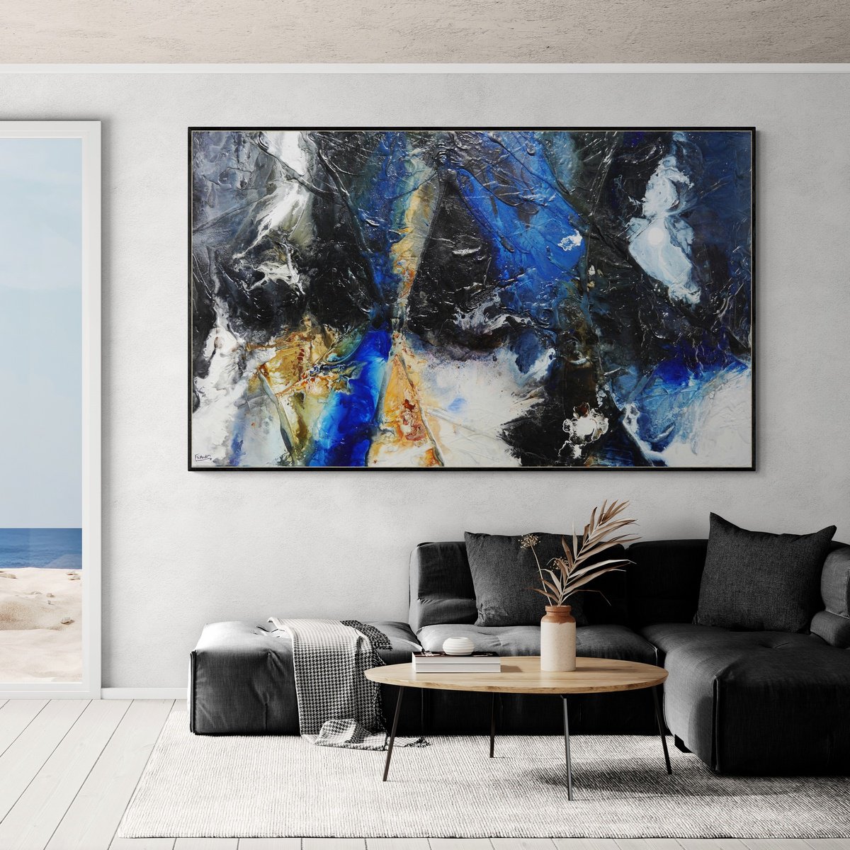 Abstract Acrylic Painting By Franko, 98 X 59, Divided Attention, Original Artwork