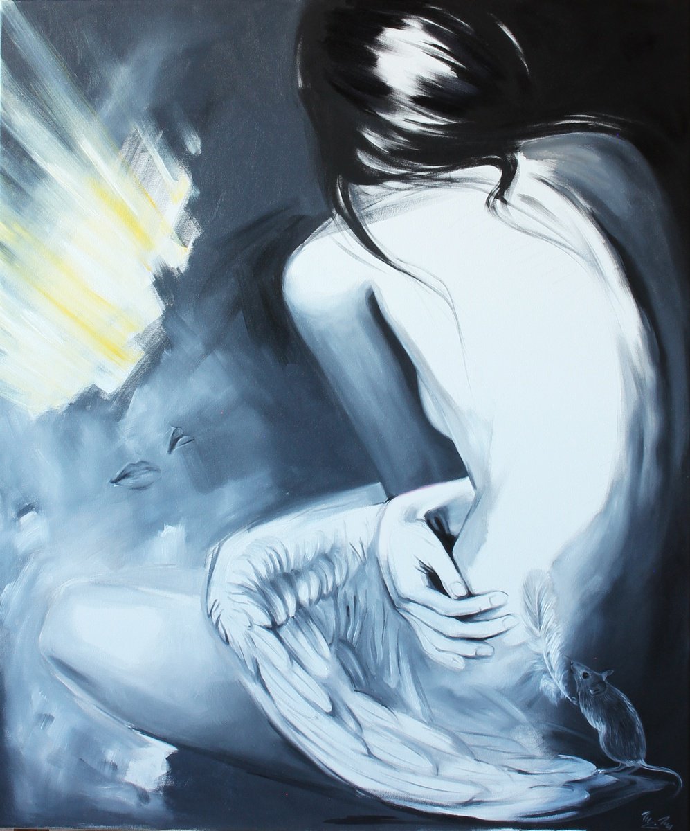 Expressive Portrait Oil Painting By Marie Madej, 30 X 35", Woman