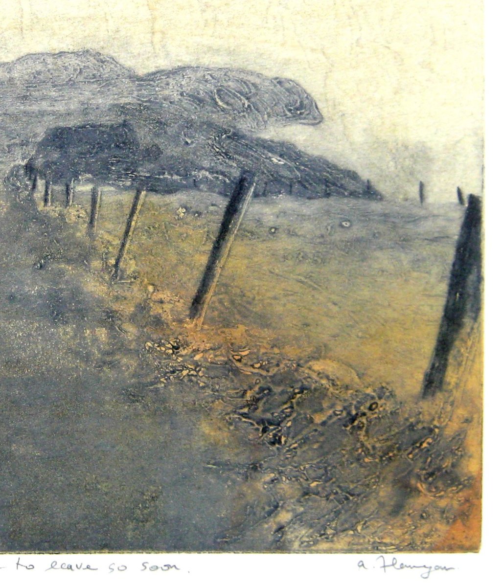 Impressionistic Landscape Etchings & Engravings By Aidan Flanagan Irish Landscapes, 20 X 20, Pity I Have To Leave So Soon., Artfinder