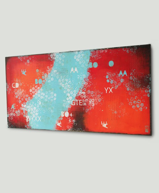 Red Typopop (140x70cm) - Abstract Painting - Typography - Colorful 39F