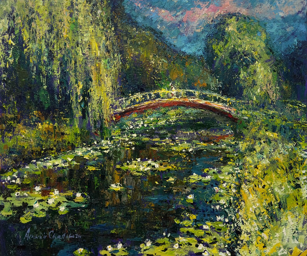 Impressionistic Landscape Oil Painting By Andrii Chebotaru, 47 X 39, Where Willows Whisper, Original Artwork