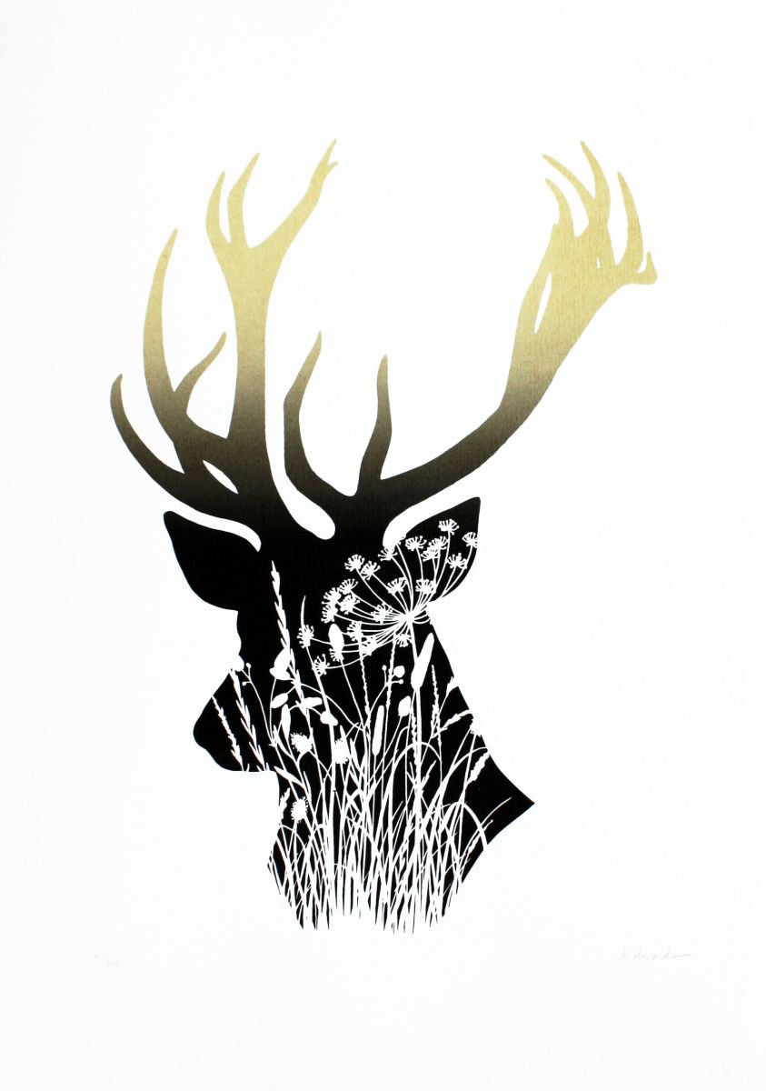 Illustrative Animal Screenprint By Kath Edwards, 14 X 20", Wildwood, Original Artwork