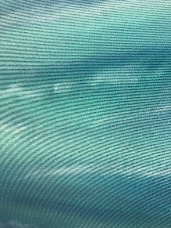 Sunset sea, turquoise waves