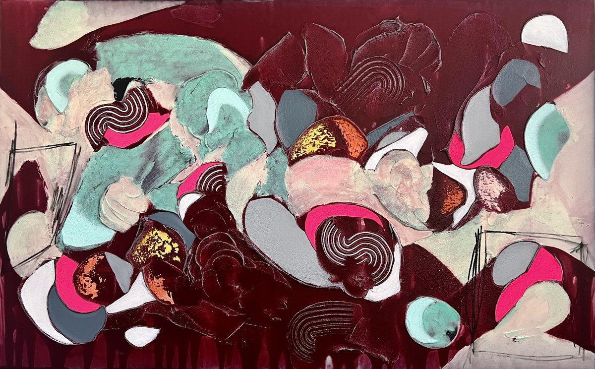 Abstract Painting By Caity Salamanca, 48 X 30, Nonchalance, Original Artwork