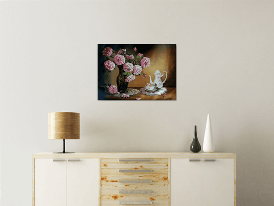 Still life with peonies