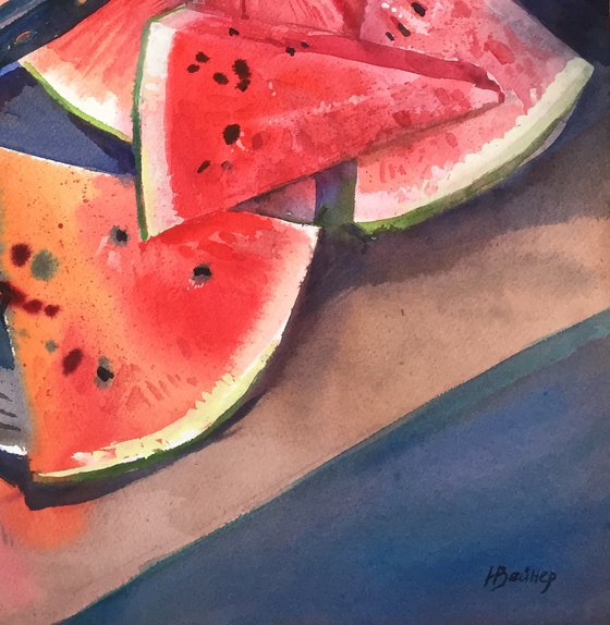 Still life with watermelon. Red fruit