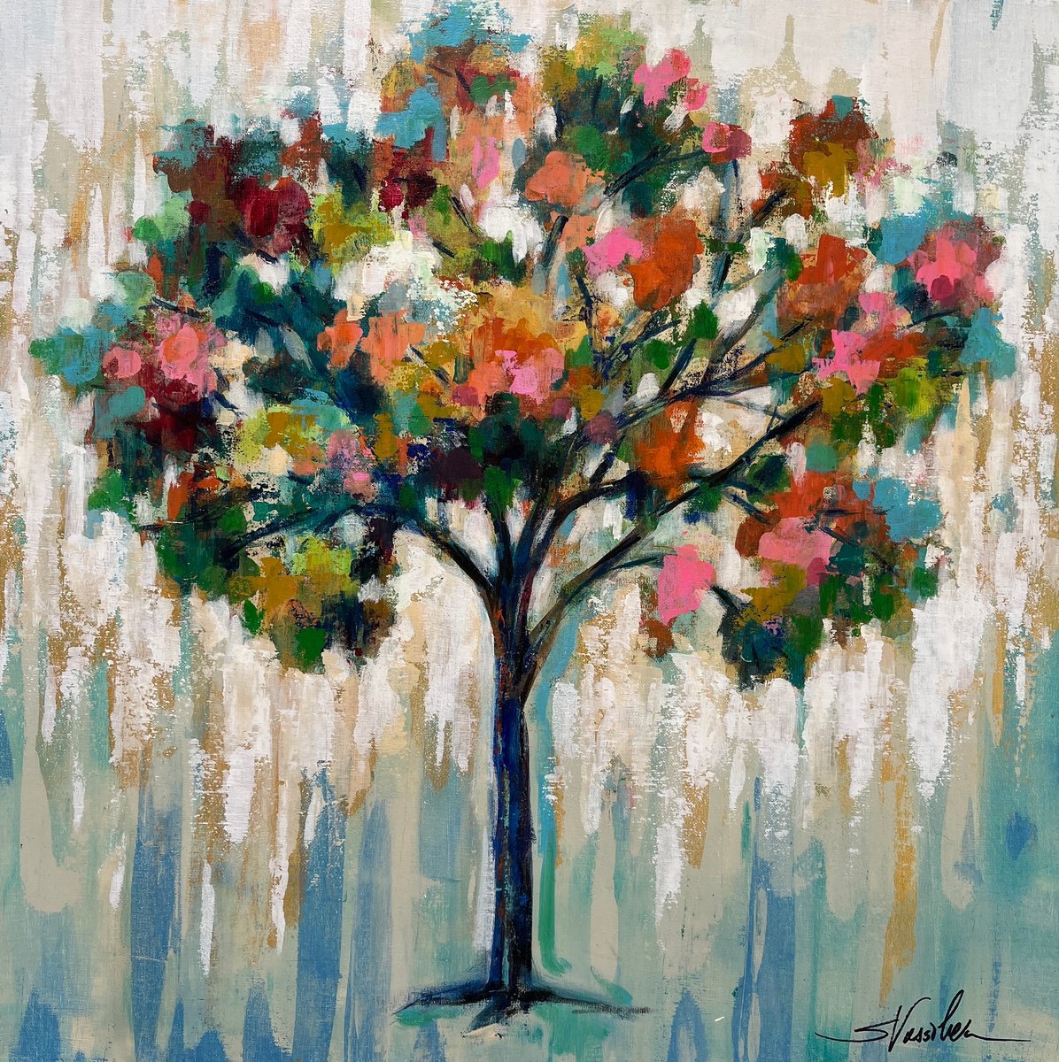  Blooming Tree By Silvia Vassileva, 24 X 24, Artwork For Sale On Artfinder