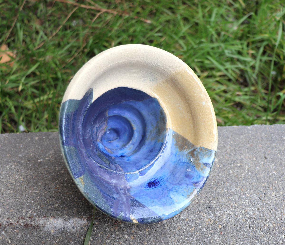 Sea ocean ceramic bowl . Nautical bowl . Ceramic pot with spiral form . by Gallery Sonja Bikic