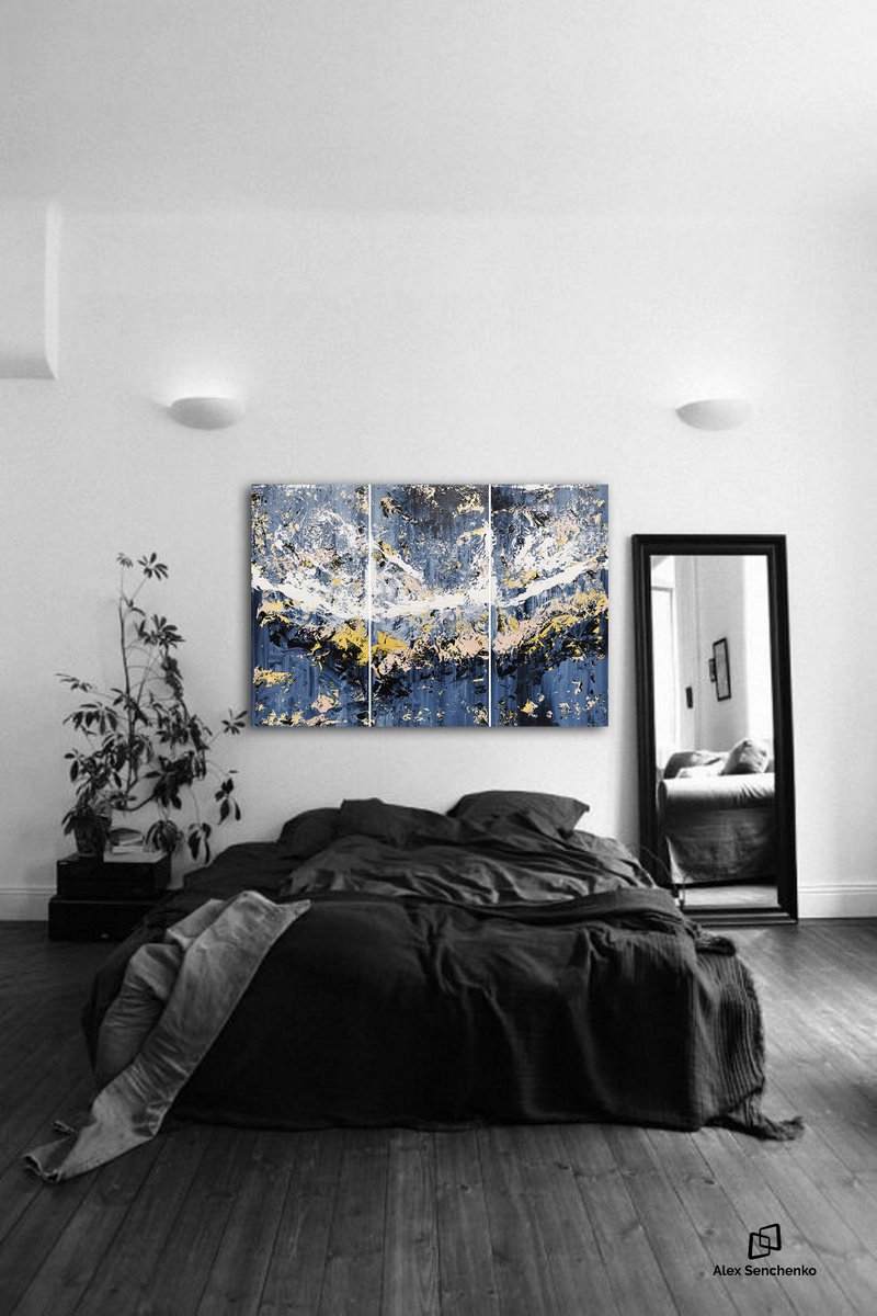 150x100cm. / Abstract triptych / Abstract 2214 by Alex Senchenko