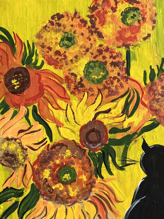 Sunflowers and Van Gogh's Cat