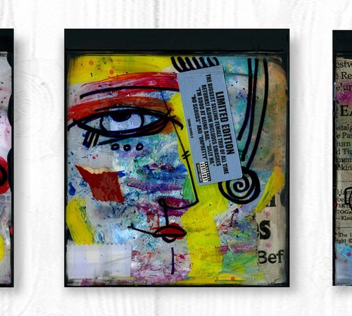 Mixed Media Funky Face Collection 2 by Kathy Morton Stanion