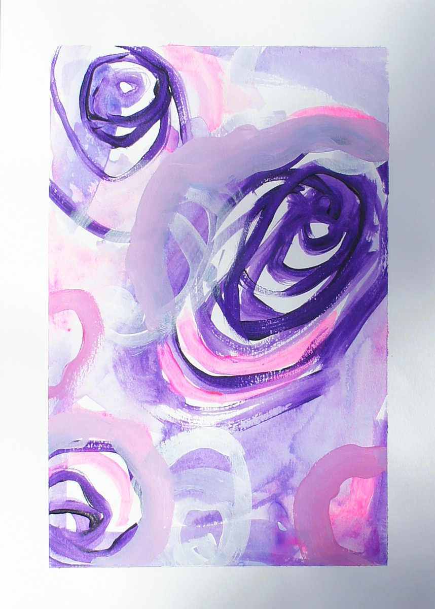 Lilac - abstract painting on A4 paper by Bex Parker
