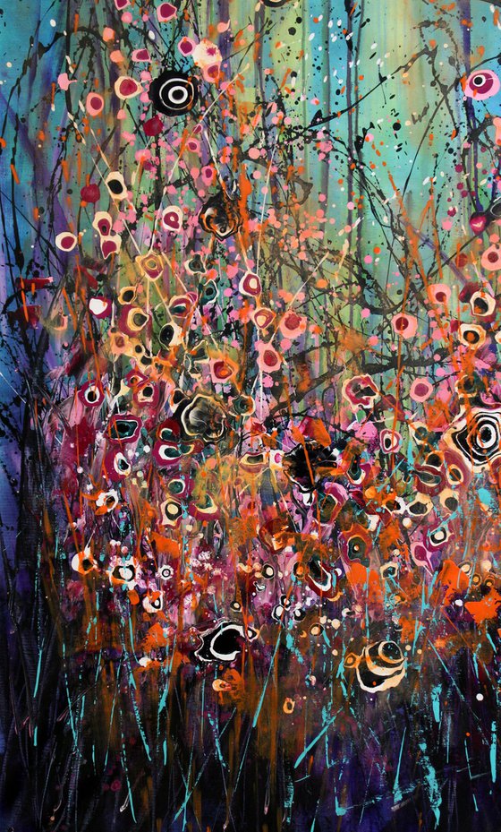 Folie Des Fleurs - Super sized original abstract floral landscape