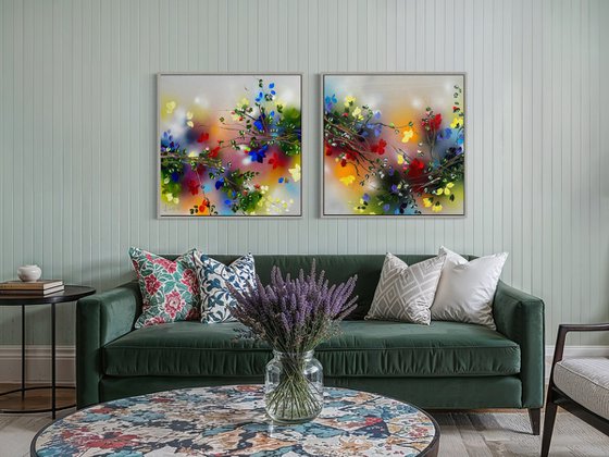 Between Light and Bloom - Diptych