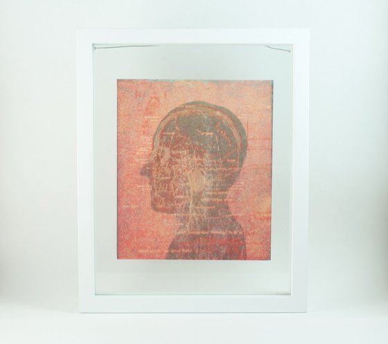 Medial Monoprint / Skull / Framed in a Float Frame