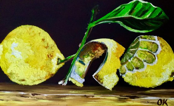 Lemons. Framed still life MODERN ART URBAN ART OFFICE HOME DECOR fruits