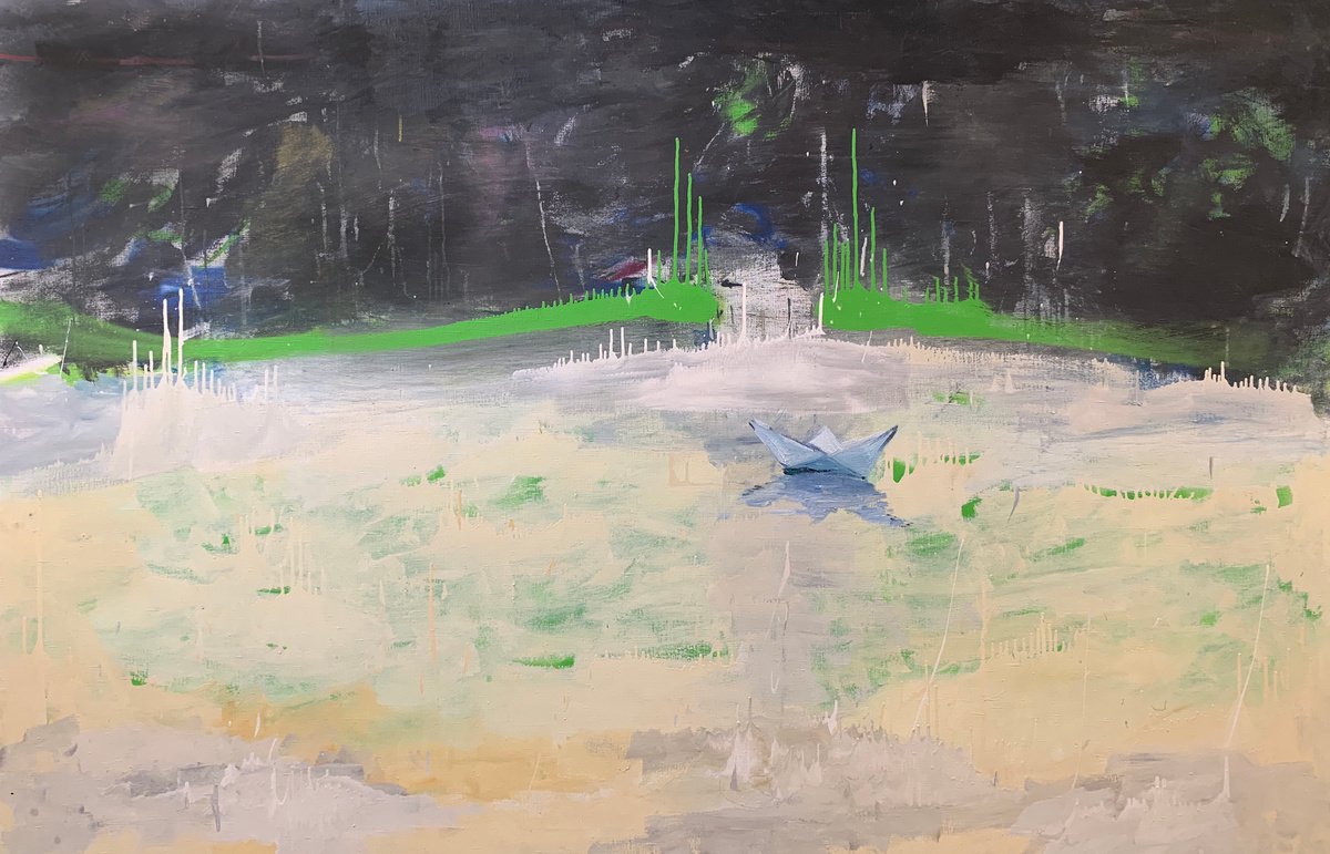 Impressionistic Landscape Oil Painting By Yaroslav Yasenev, 79 X 51", Ship Of Life, Original Artwork