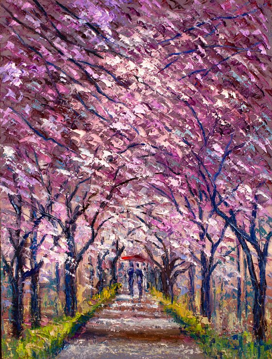 "Blooming cherry", spring landscape, sakura