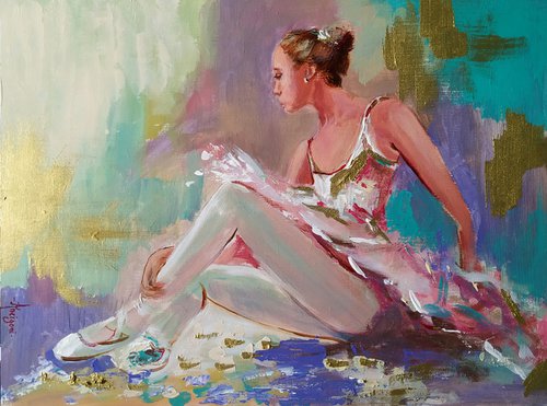 Young Ballerina-Ballerina Painting on MDF by Antigoni Tziora