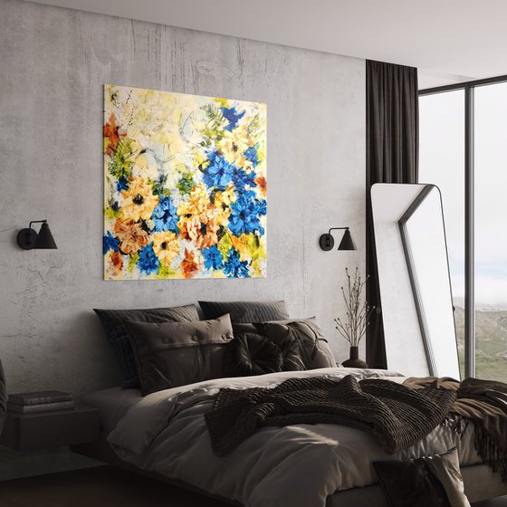 "Memories", XXL abstract flower painting