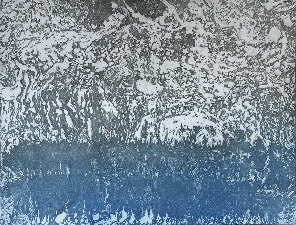 Abstract Etchings & Engravings By Lizzie Butler, 17 X 14", Sound Of Water, Original Artwork