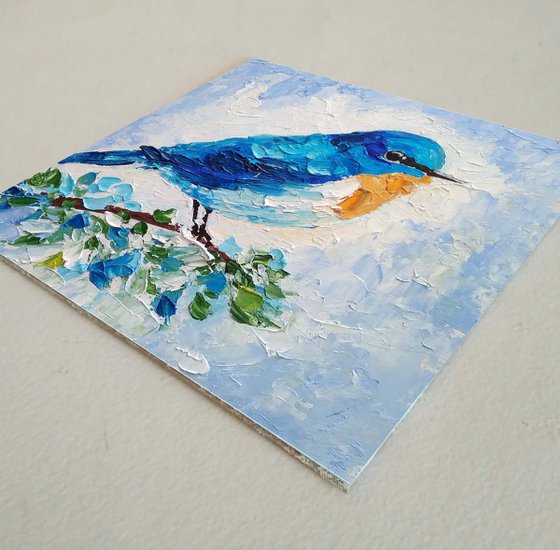 Blue Bird Painting Bird Artwork Miniature Wall Art