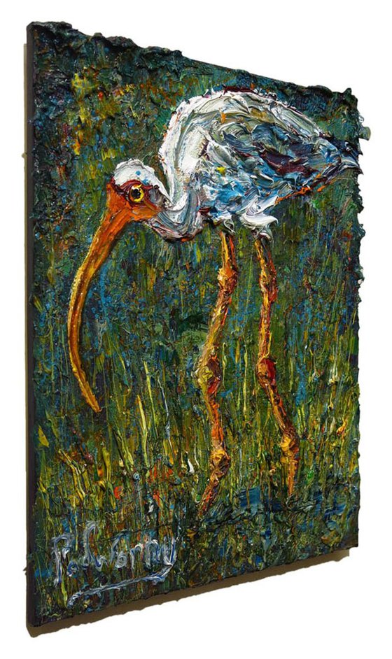Original Oil Painting Bird Abstract