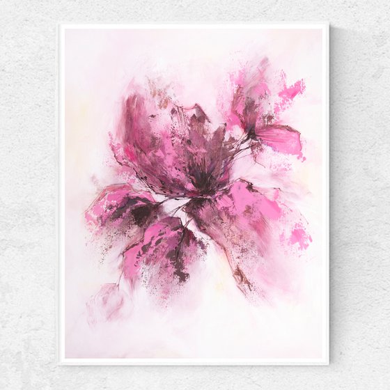 Purple abstract florals, loose flowers painting April