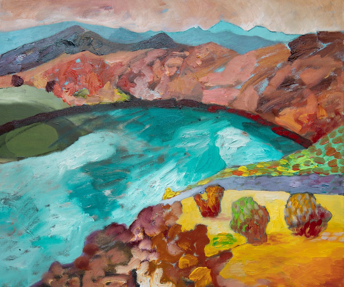 Green Crater Lake, Iceland By Elizabeth Anne Fox, 24 X 20, Artwork For Sale On Artfinder