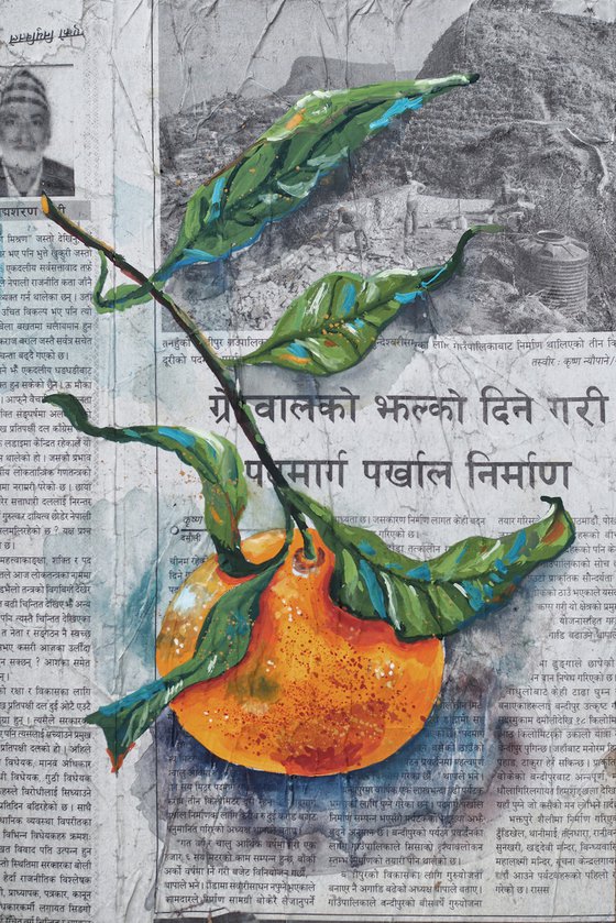 Orange on the newspaper