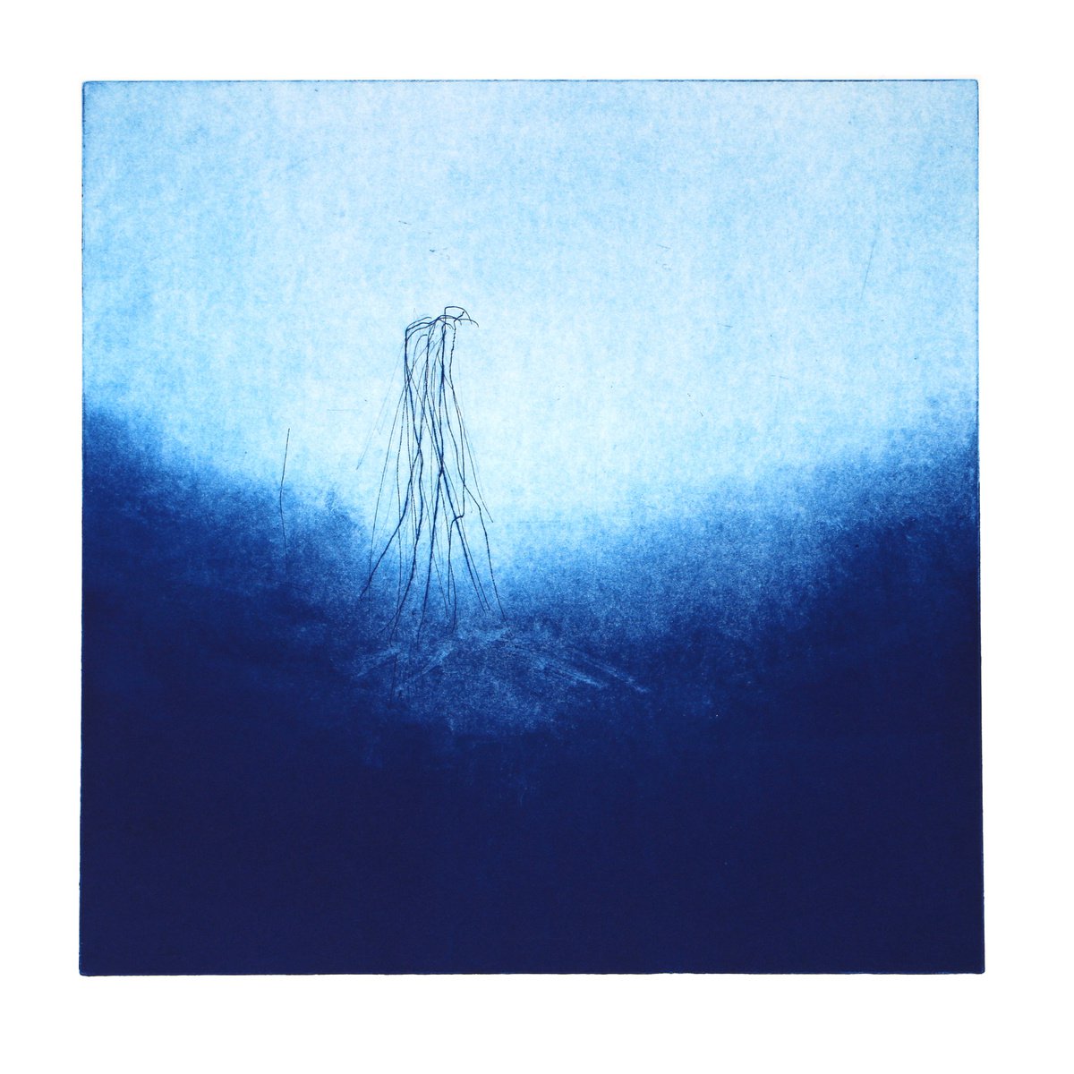 Heike Roesel Blue Day 1 fine art etching, monotype in a series of 20 by Heike Roesel