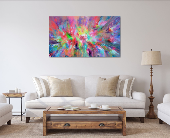 55x31.5'' Large Colorful Ready to Hang Abstract Painting Happy Harmony XXX