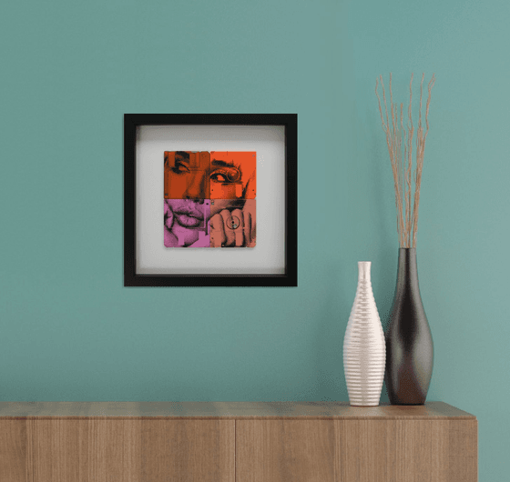 Day Dreamer Orange - Unique piece 33 cm Framed artwork - Floppy Disk - 1980's