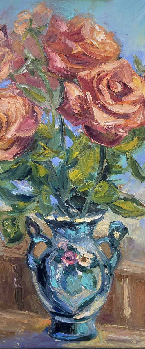 Roses in a vase, 35*45cm by Olga Blazhko