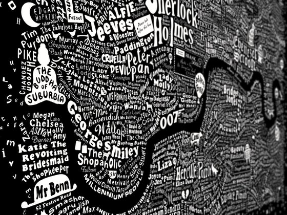 LITERARY LONDON MAP (Frayed edge, black)