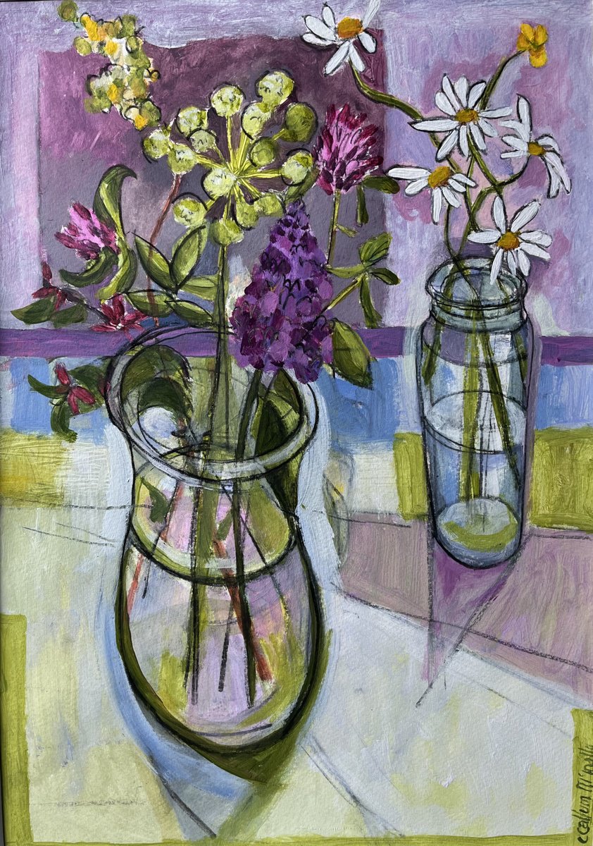 Expressive Botanical Acrylic Painting By Christine Callum Mcinally, 12 X 17, Scottish Wild Flowers Two, Original Artwork