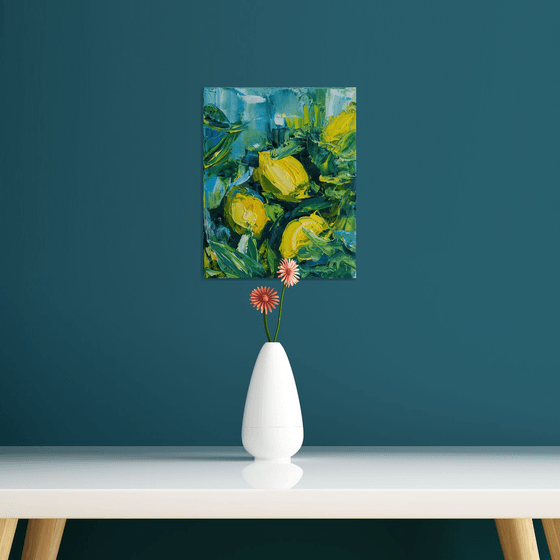 Abstract Lemon Impasto Art