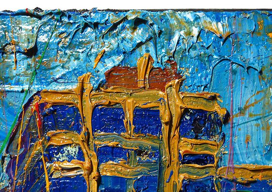 Original Oil Painting Abstract Expressionism Impressionism Cityscape