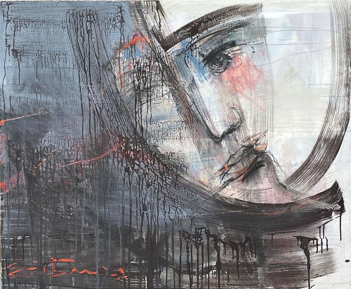 Expressive Portrait Acrylic Painting By Eduard Belsky, 53 X 43, Both, Original Artwork