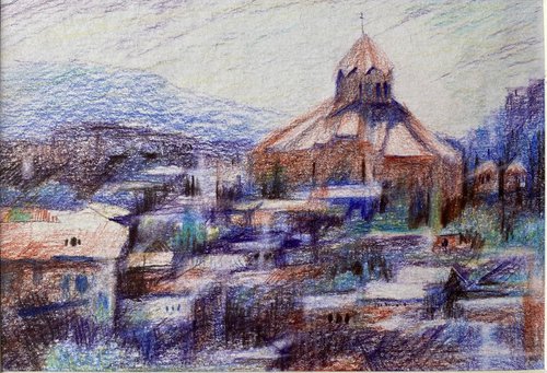 St Gregory Cathedral - pencil drawing by Anna Boginskaia