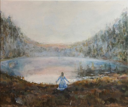 Misty lake of hope by Jacqualine Zonneveld