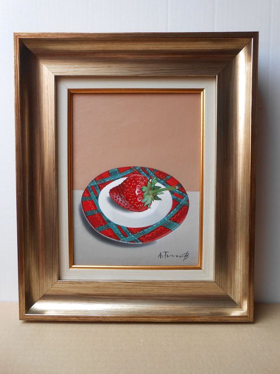 Still Life with a Strawberry on a Plate