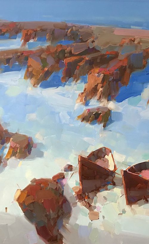 Seashore, Original oil painting, Handmade artwork, One of a kind by Vahe Yeremyan
